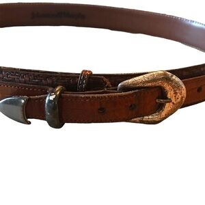 Johnston & Murphy Western Style Brown Woven Belt Brass Hardware Mens Size 34